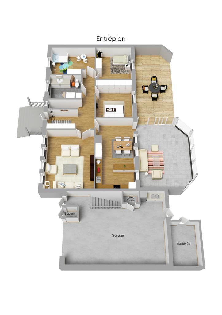 Planritning Entréplan 3D