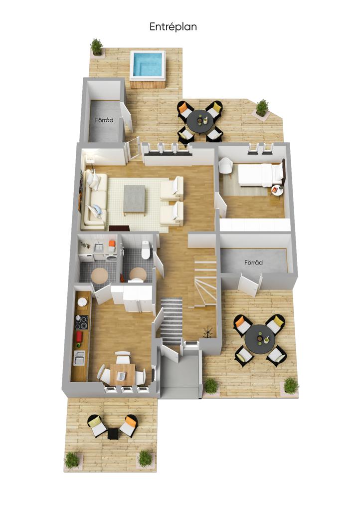 Planritning Entréplan 3D