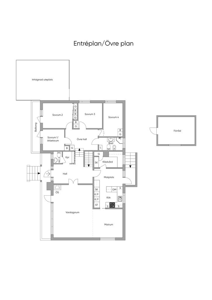 Entréplan och övre etage