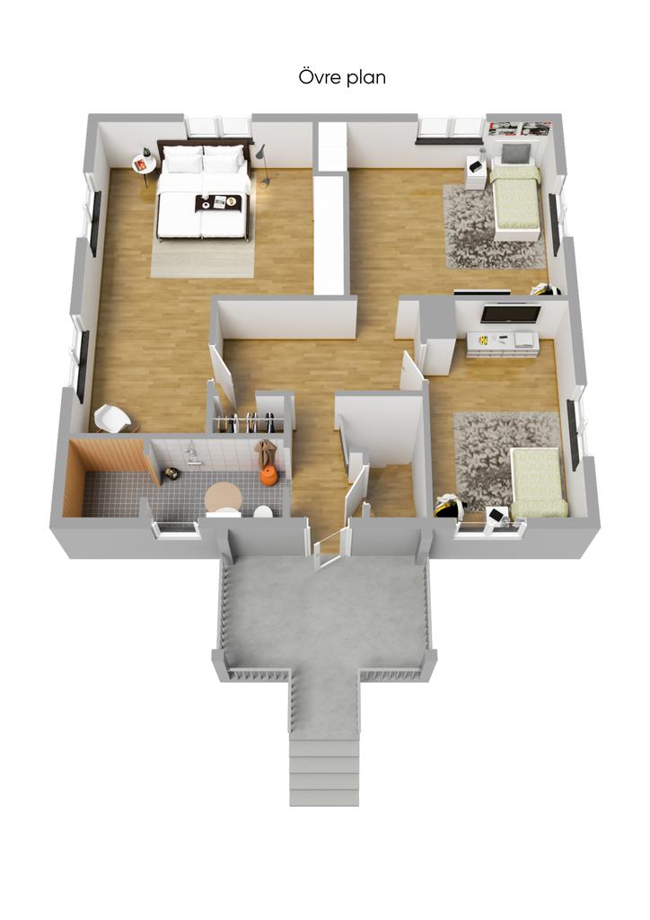 Planlösning övre plan 3D