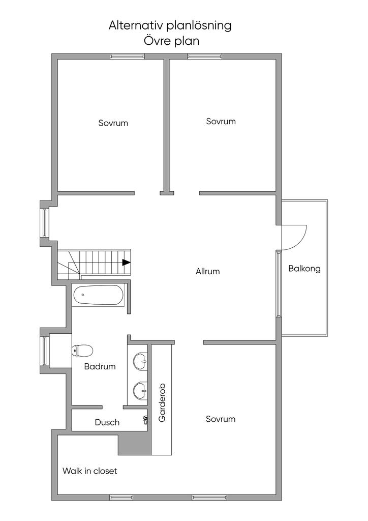 Alternativ planlösning Övre plan