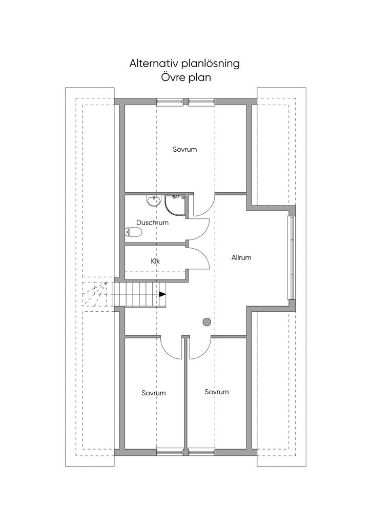 Planritning övre plan, alternativ planlösning