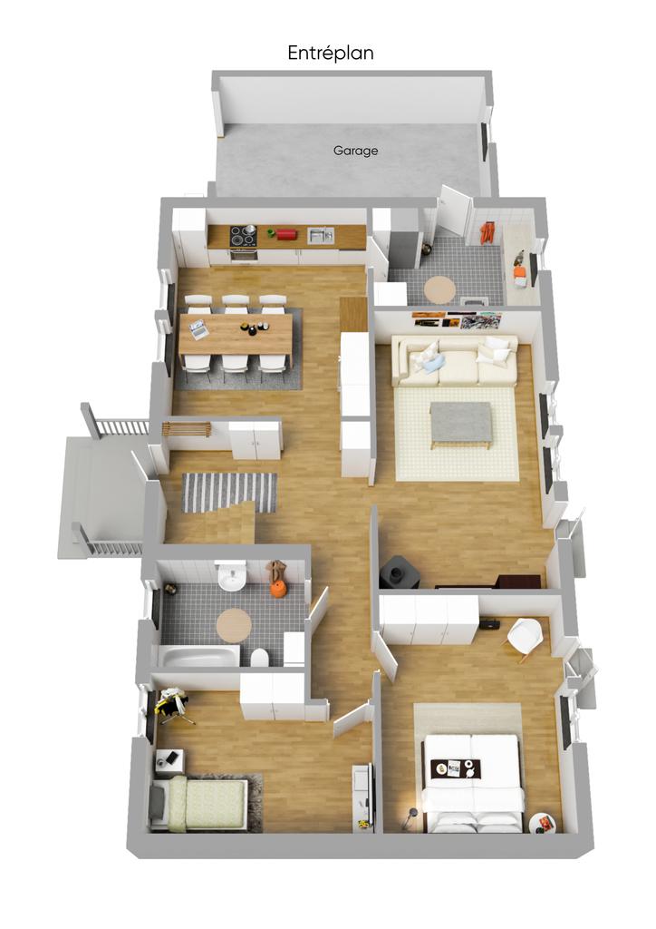 Planritning entréplan 3D