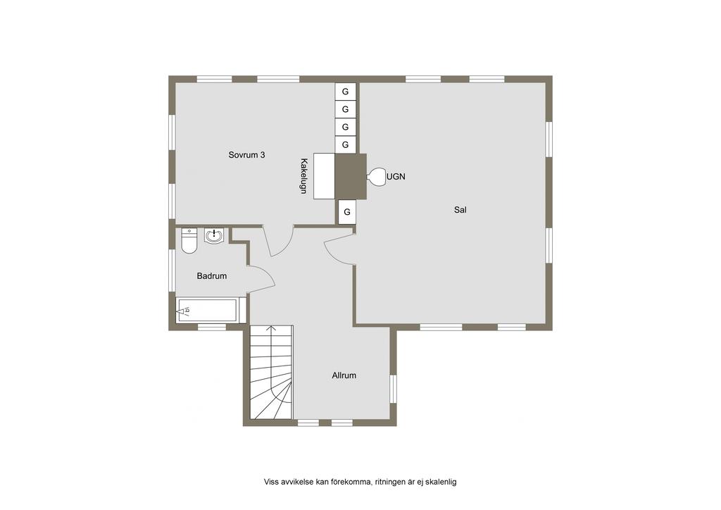 Planritning, övre plan.