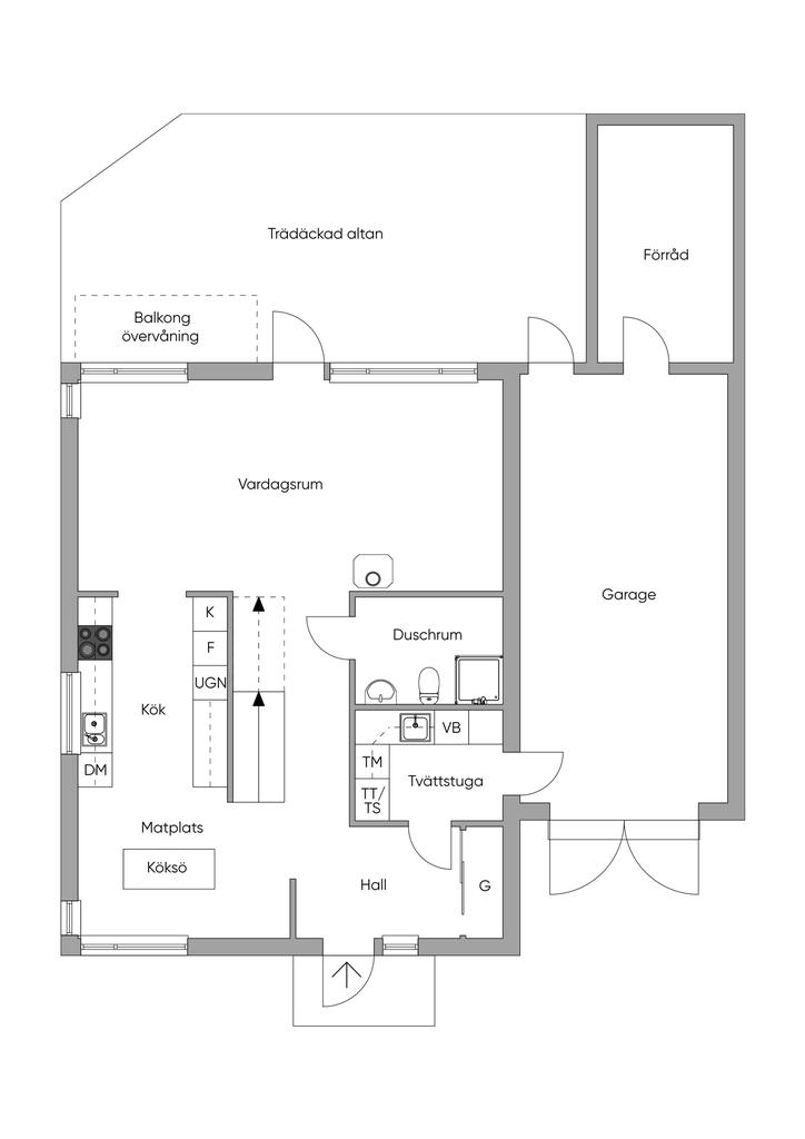 Planritning entréplan 2D
