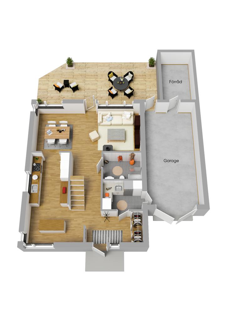 Planritning entréplan 3D