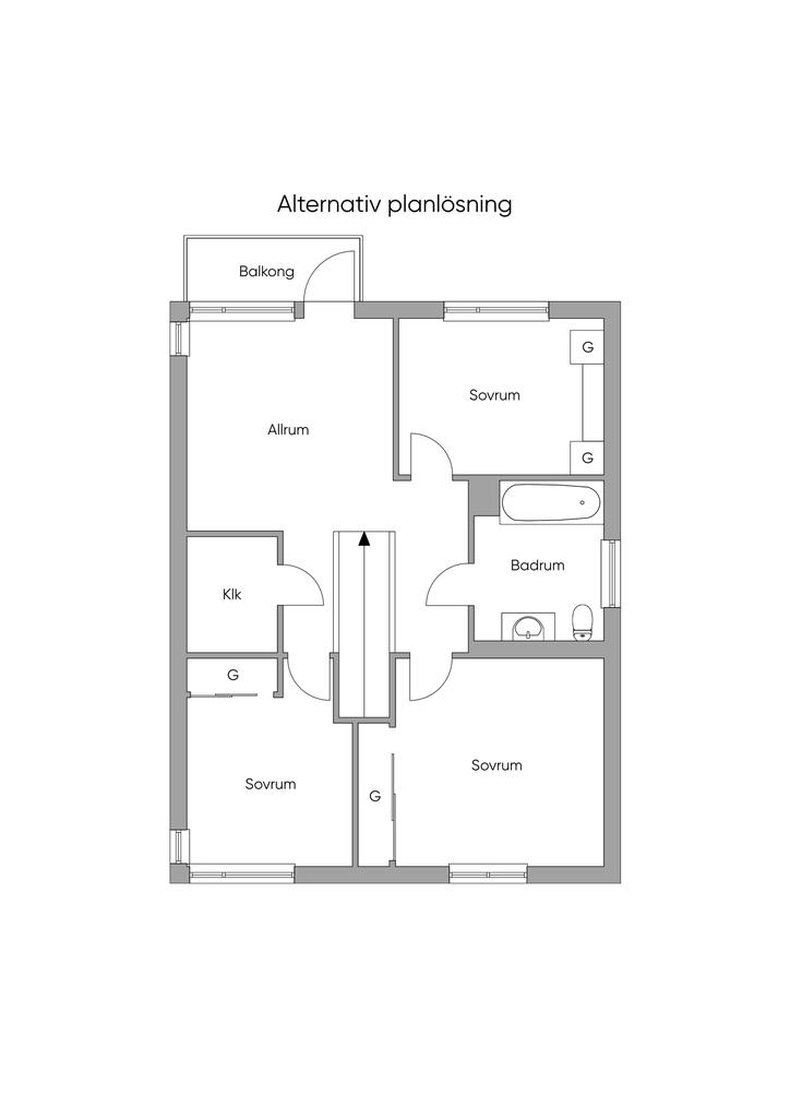 Alternativ planritning övre plan 2D