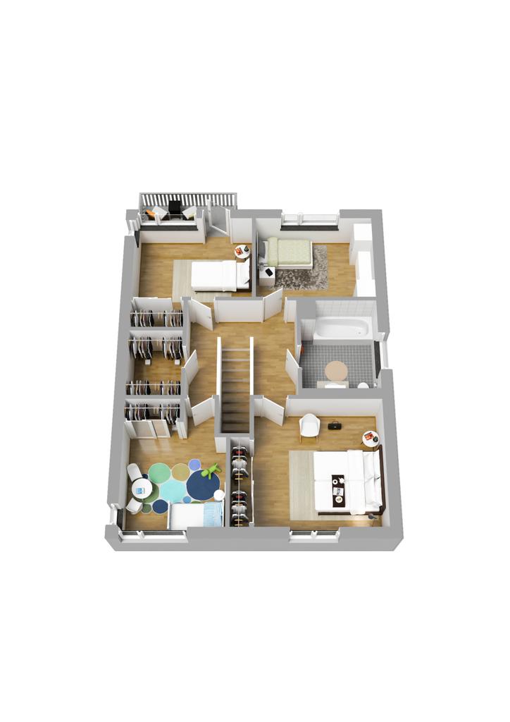 Planritning övre plan 3D