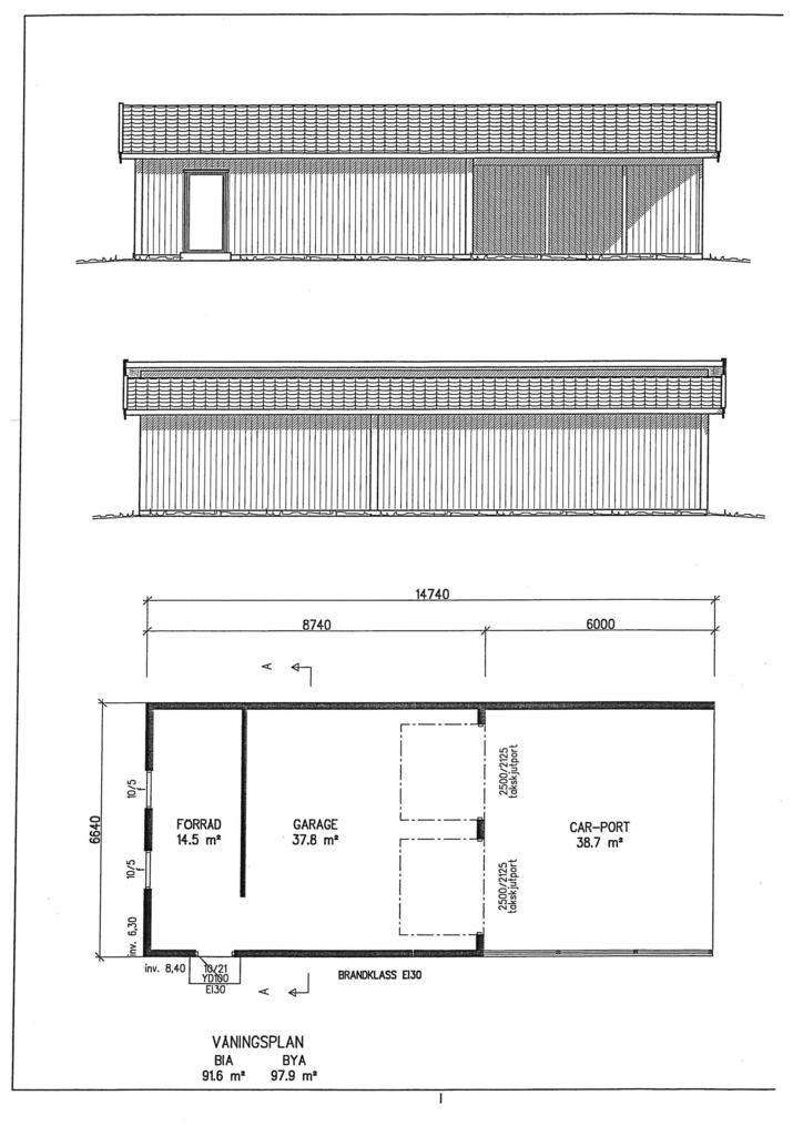Mått satt ritning garage o Carport