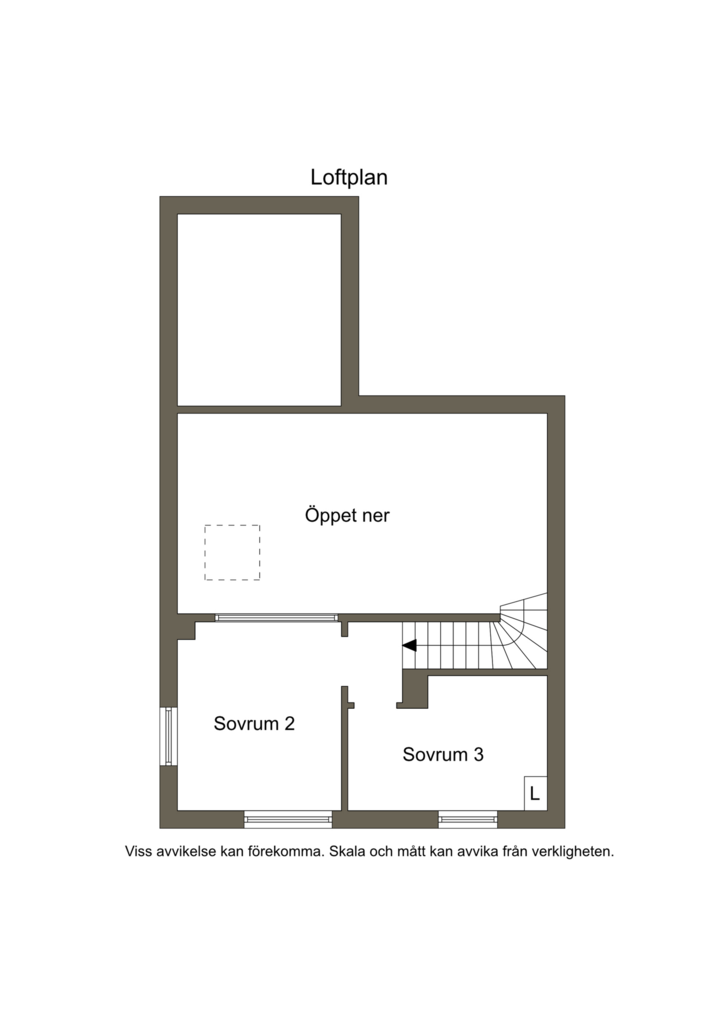 Alternativ planlösning övre plan med två sovrum
