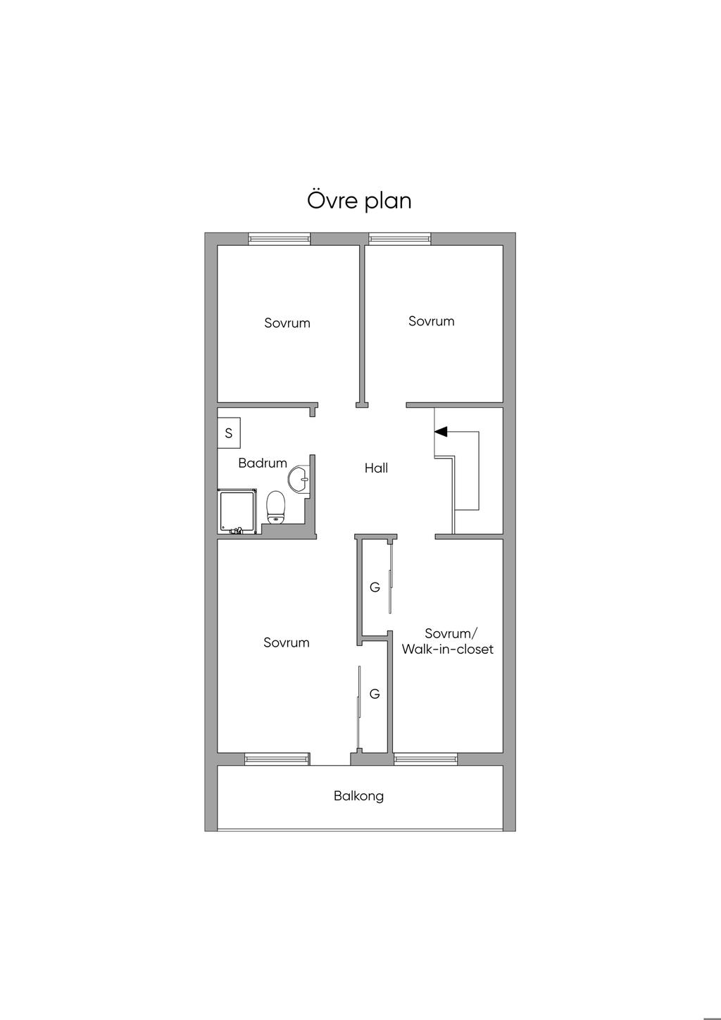 Planlösning övre plan