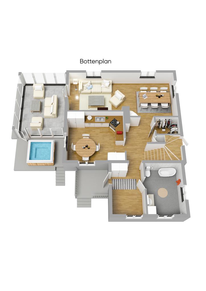 Planlösning bottenplan 3D