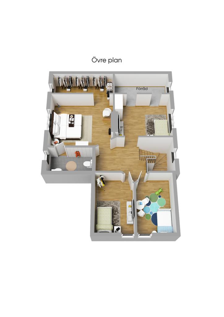 Planlösning övre plan 3D
