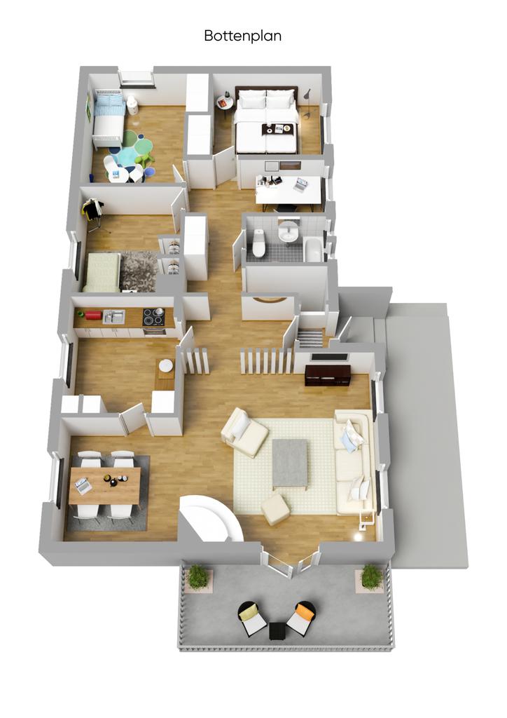 Planlösning bottenplan 3D