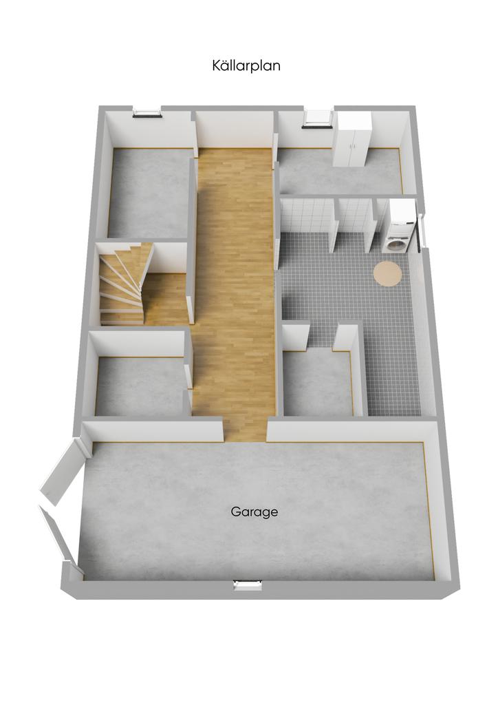 Planlösning källarplan 3D