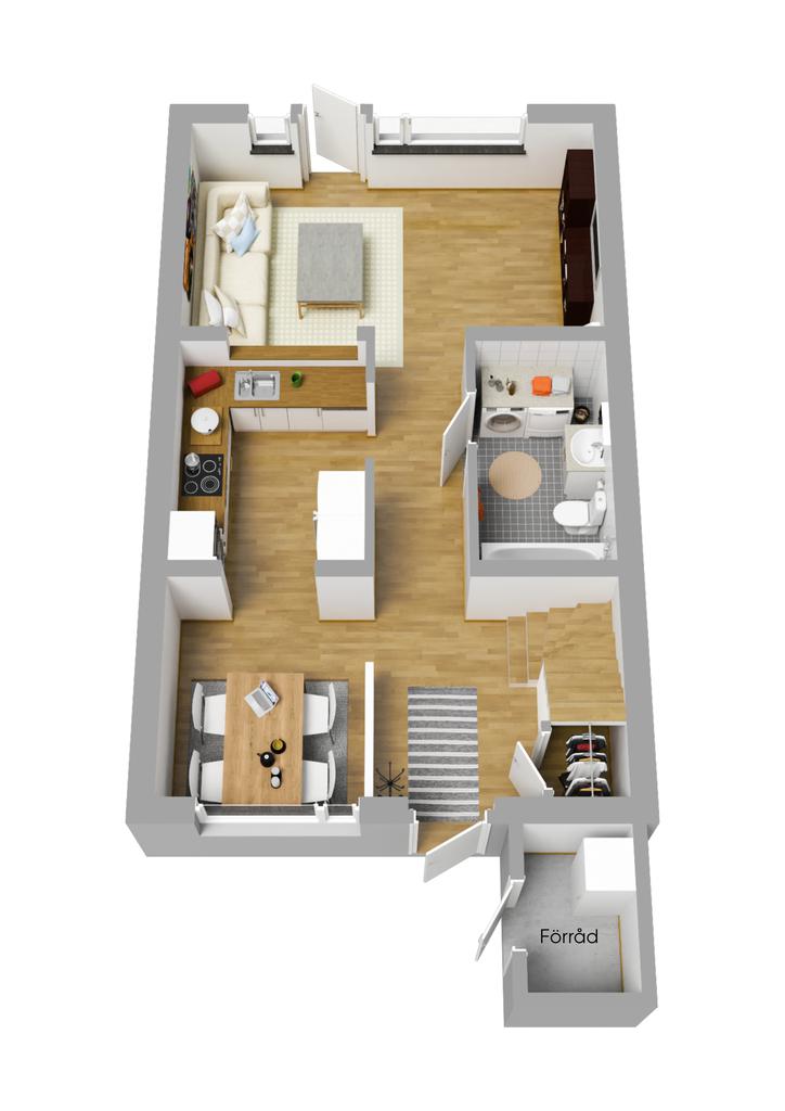Planritning Entréplan 3D