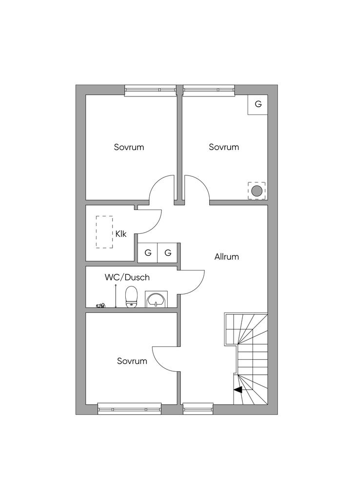 Planritning Övre plan 2D
