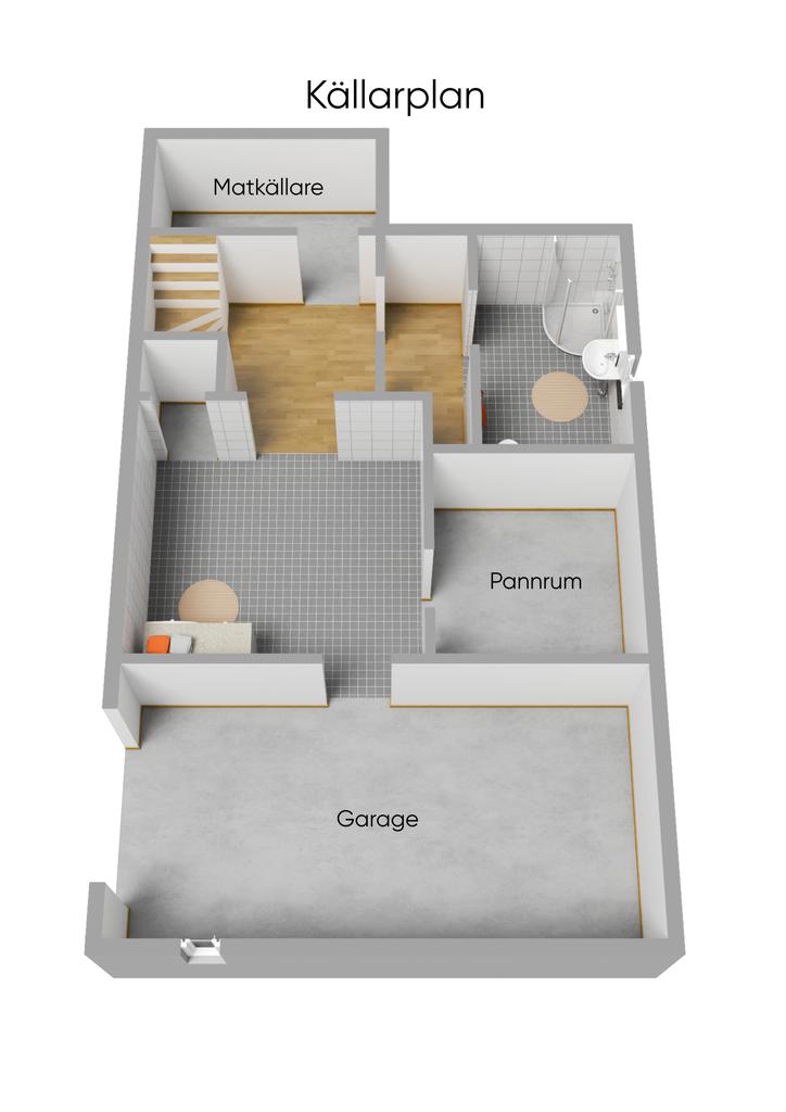 Planlösning källarplan 3D