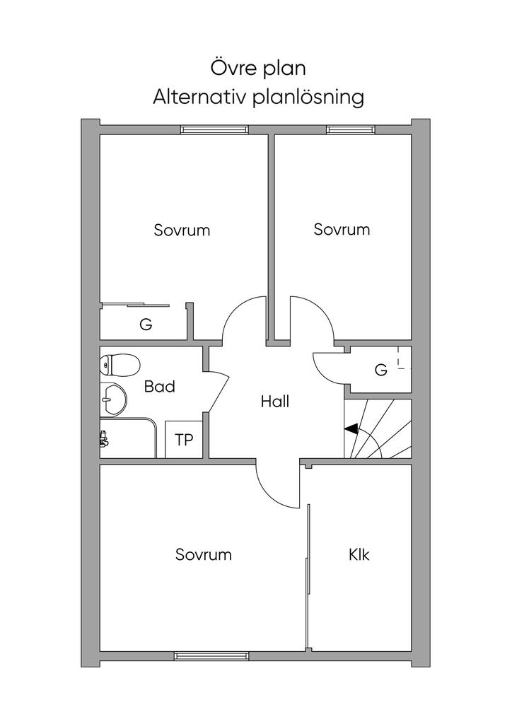 Alternativ planlösning övre plan.