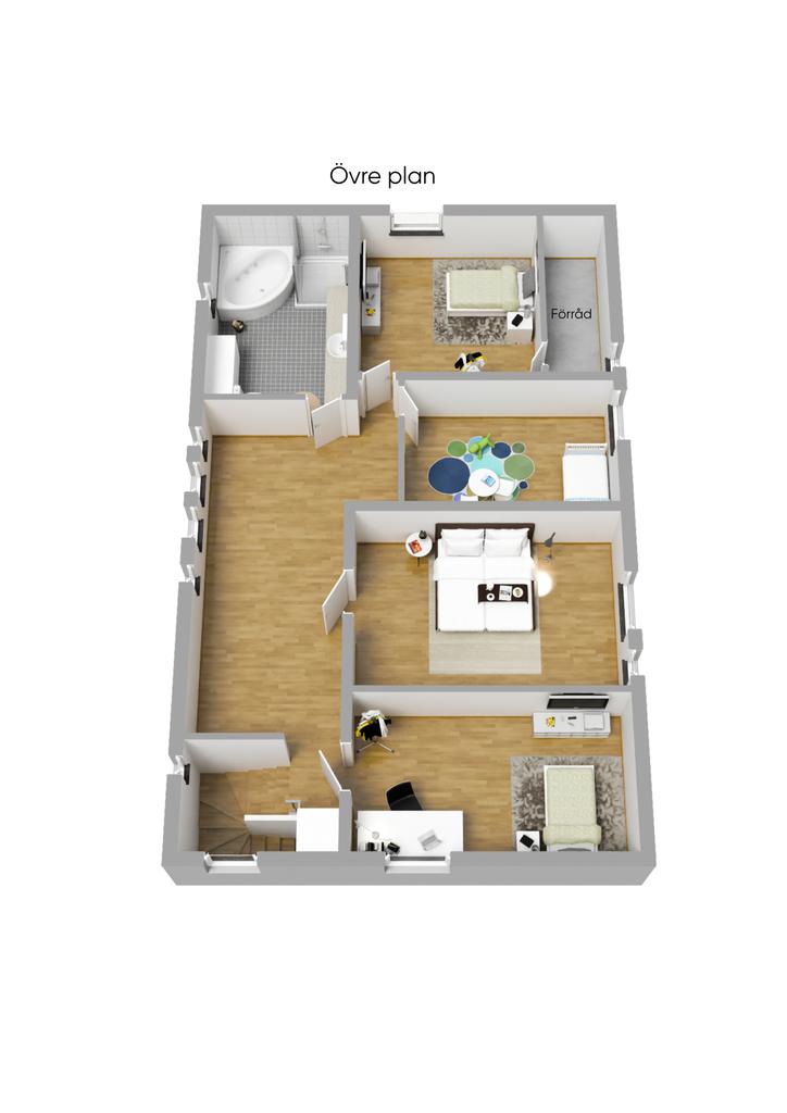 Planlösning Övre plan 3D