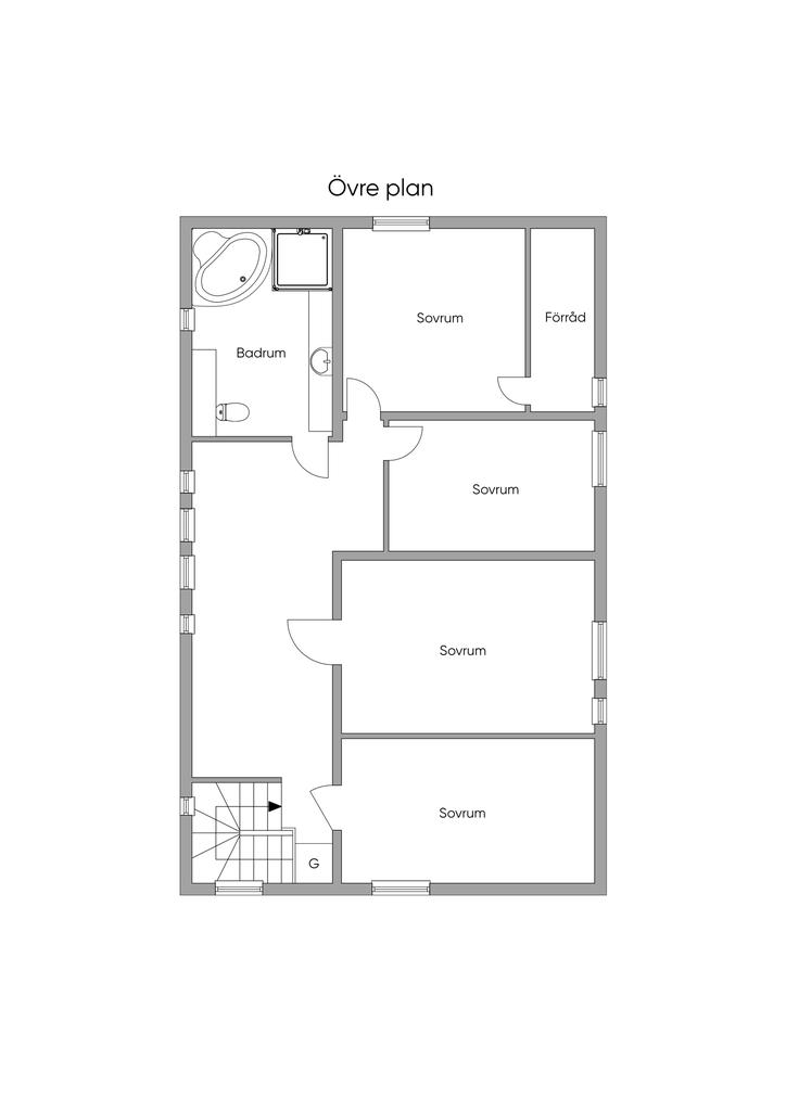 Planlösning Övre plan 2D
