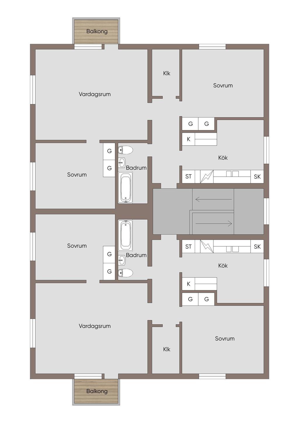 Plan 2, som idag är 2 lägenheter