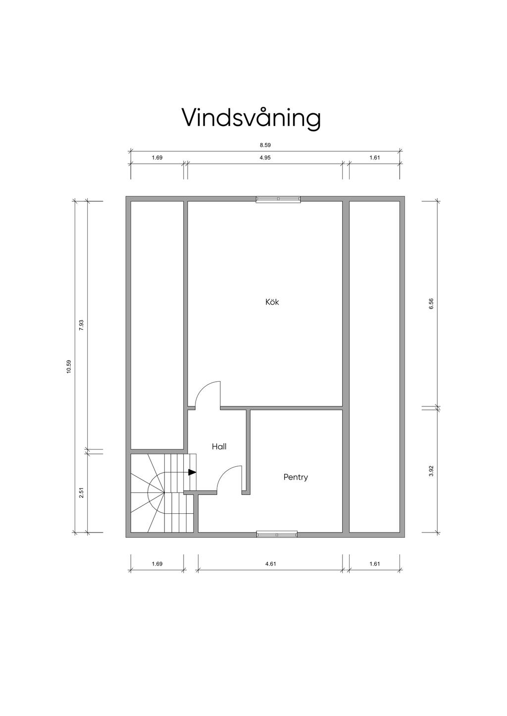 Vindsvåning
Planlösningen ska ses som vägledande och stämmer inte överens helt med verkligheten