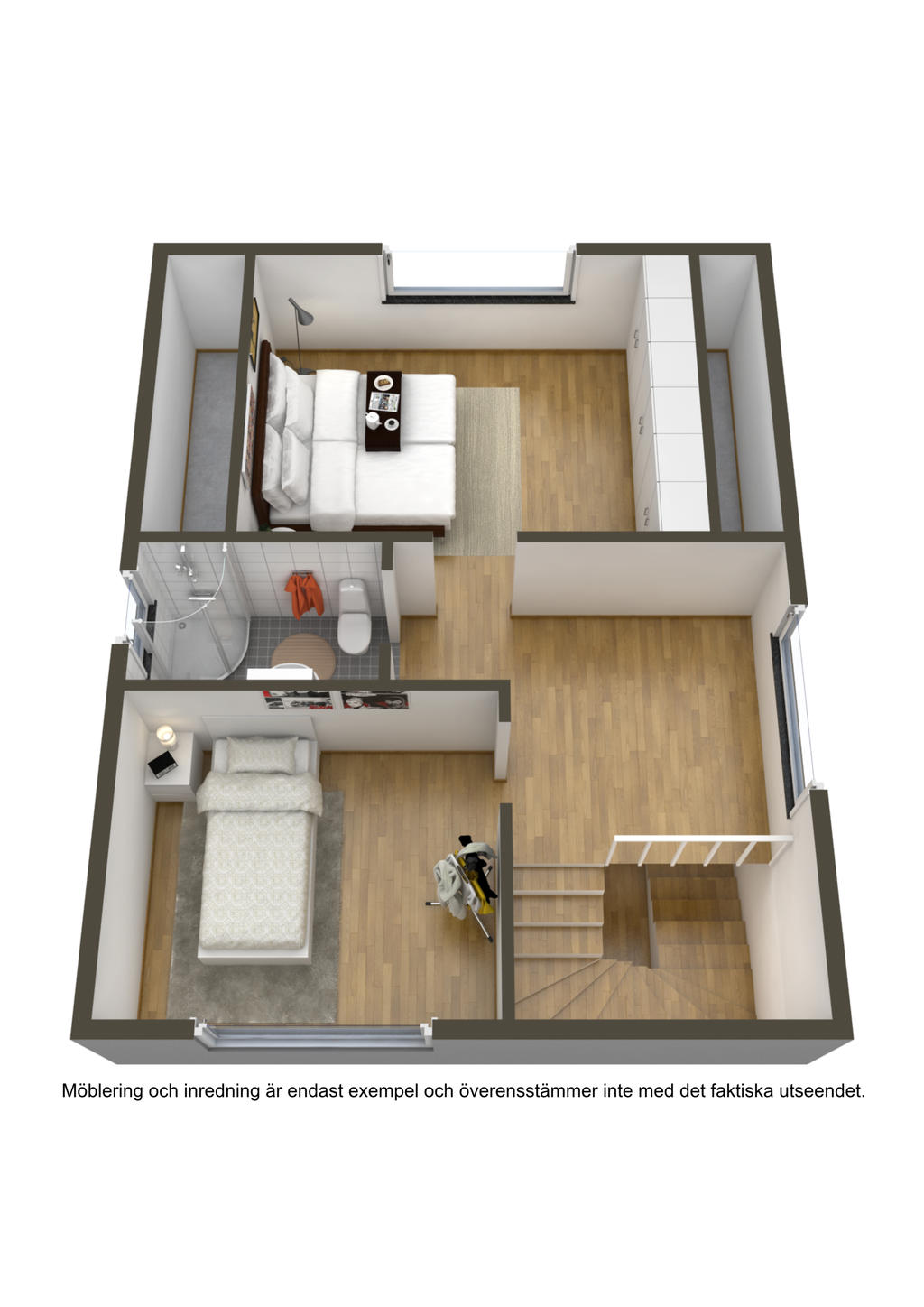 Planlösning övre plan 3D