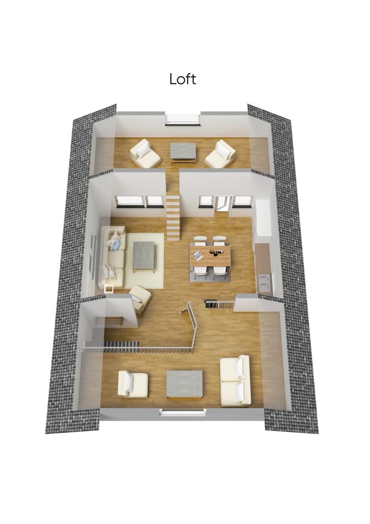 Planlösning loft 3D