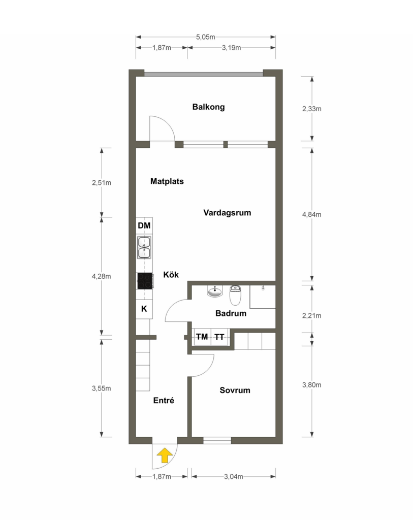Planlösningen är ej skalenlig