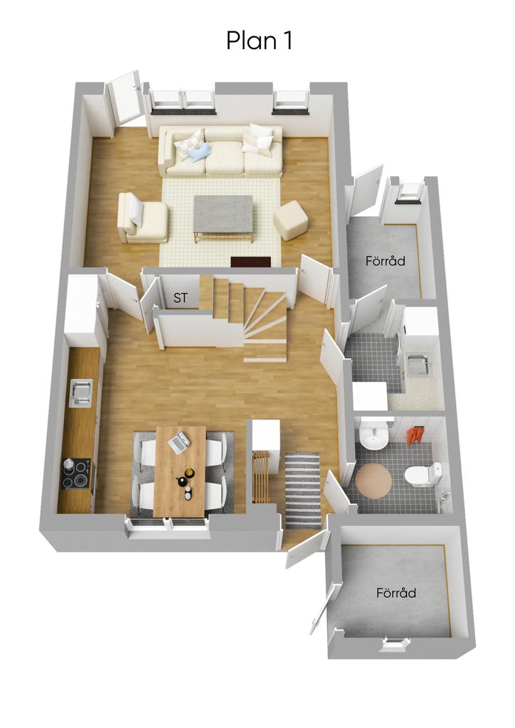 Planlösning entréplan 3D