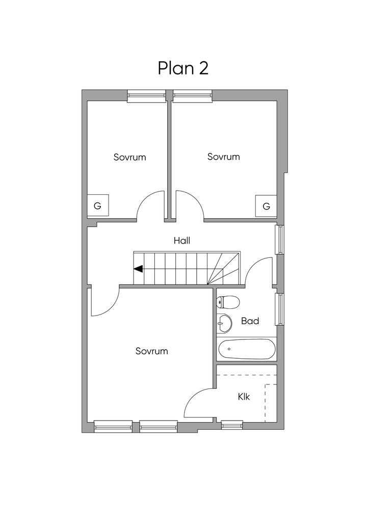 Planlösning andra plan 2D