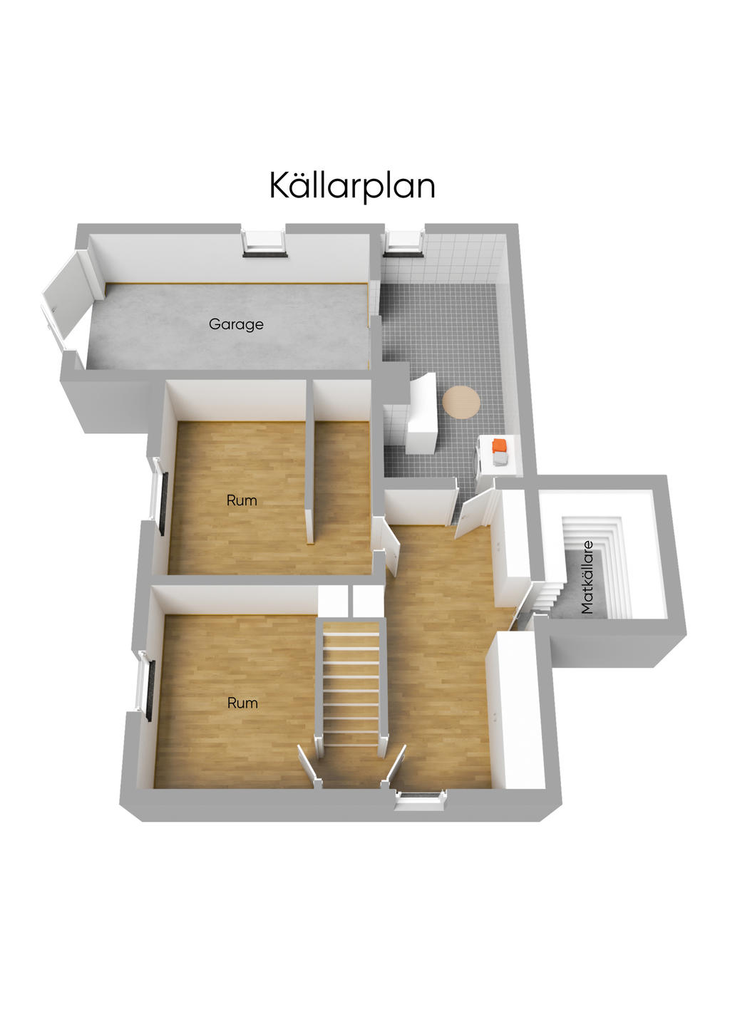 Planlösning källarplan 3D