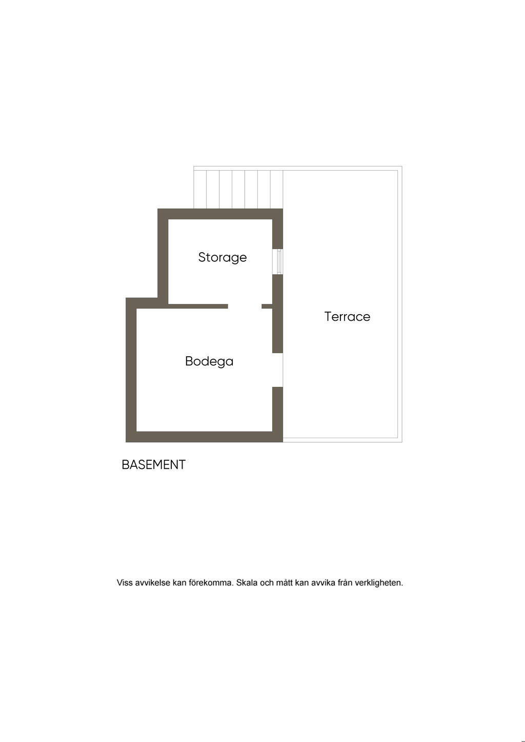 Basement seen from above, the stairs leads to the terrace on the entrance level.