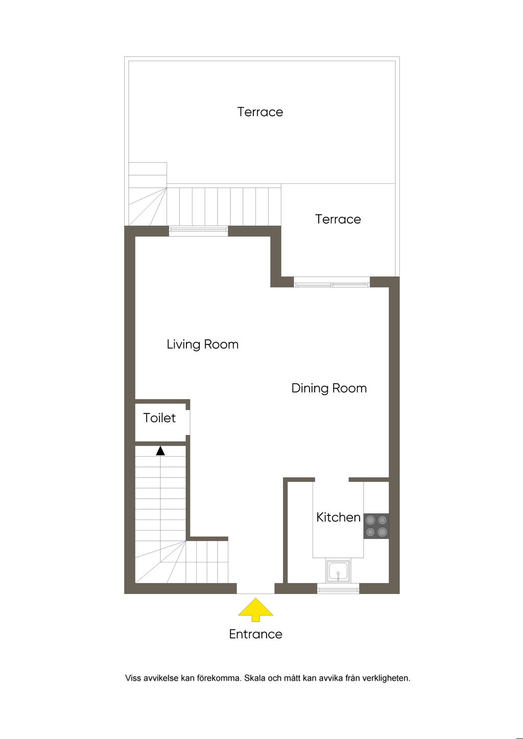Outdoor stairs leads to the basement.