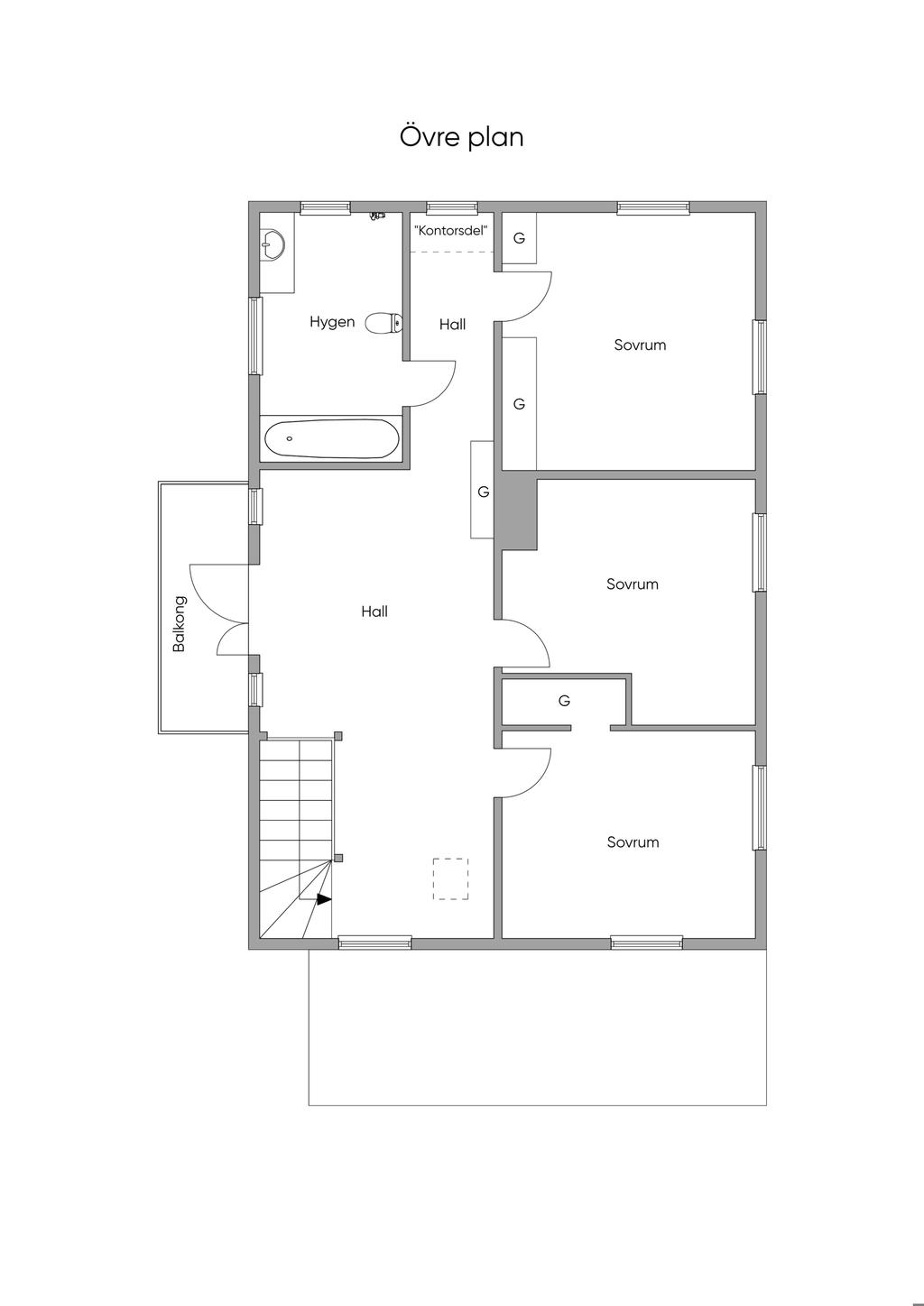 Planlösning övre plan 