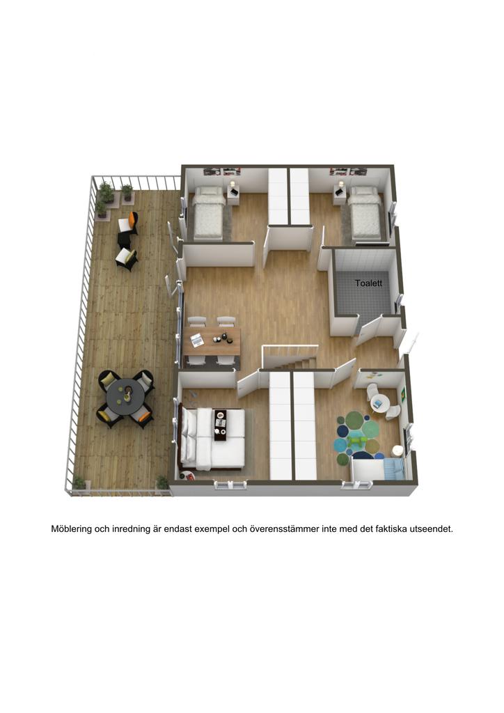 Planlösning övre plan 3D