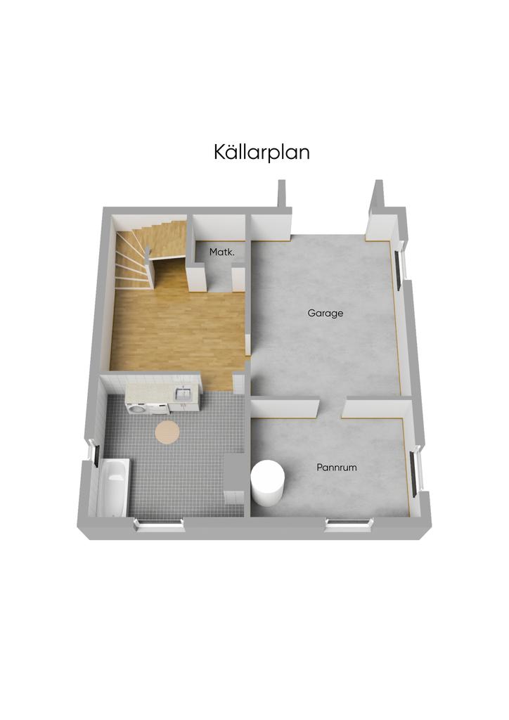 Planlösning källarplan 3D