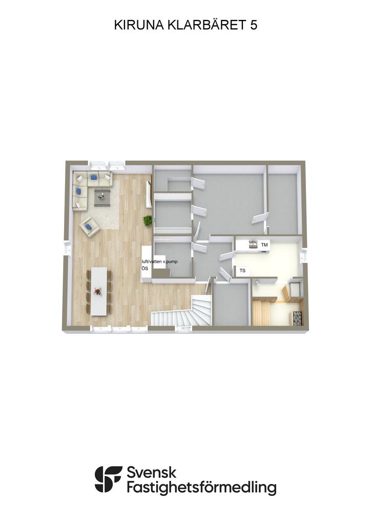 Möblerad planlösning källarplan