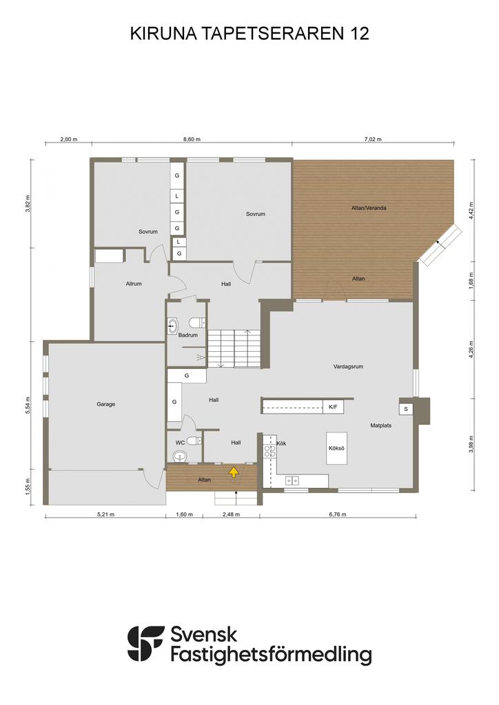 KIRUNA TAPETSERAREN 12 - 2D-RITNING Entréplan-övre plan