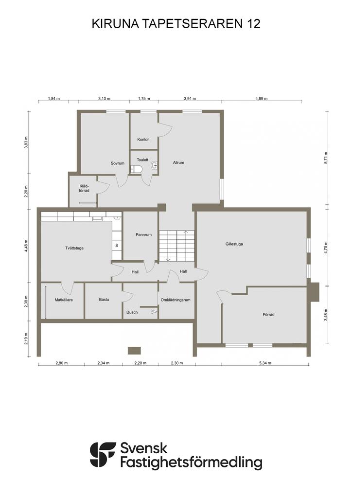 KIRUNA TAPETSERAREN 12 - 2D -RITNING Nedre plan-källarplan - Letterhead