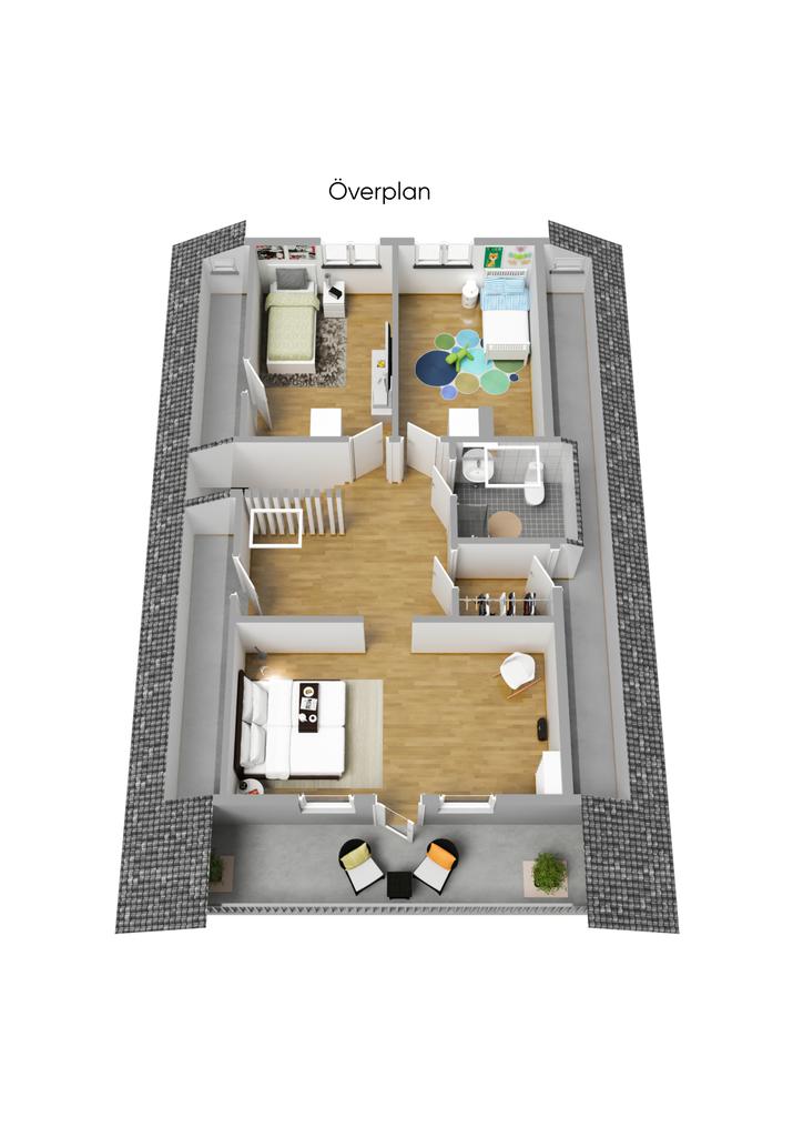 Planlösning övre plan 3D