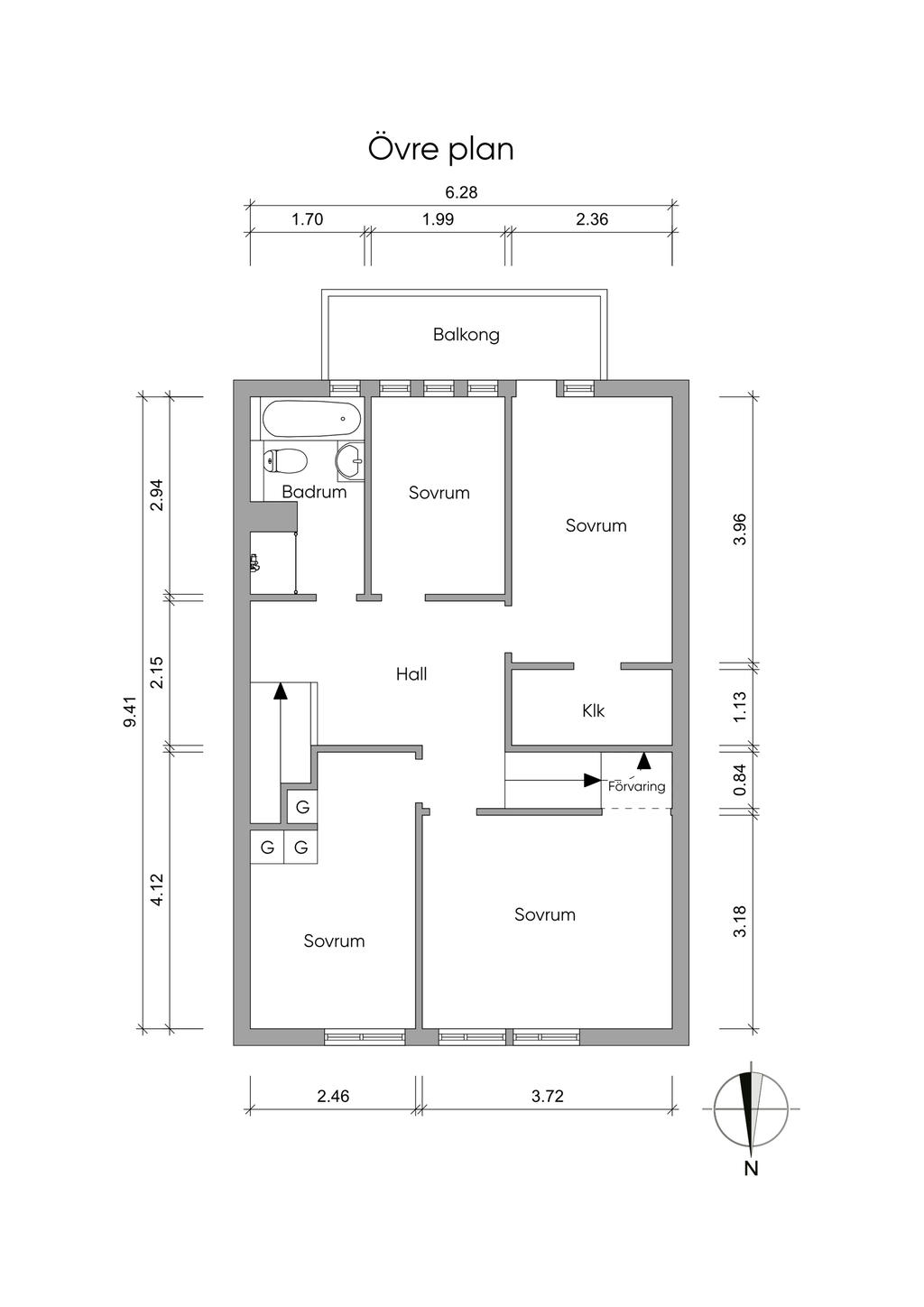 Planskiss, Övre plan/ Mellanplan 2 D