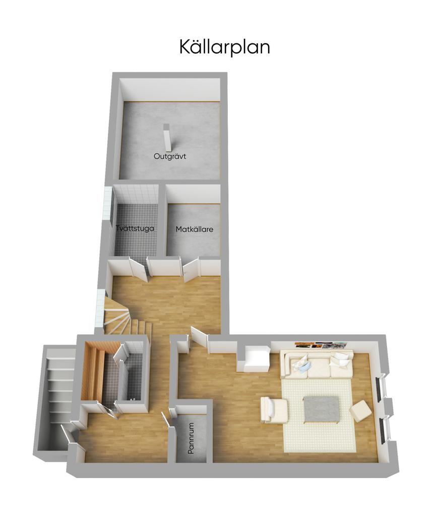 Planlösning källarplan 3-d