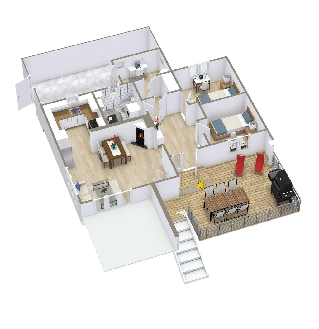 Möjlig trapp från övre plan