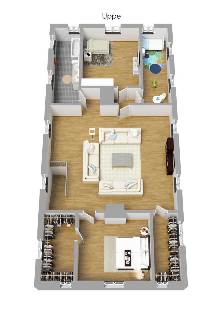 Planlösning övre plan 3D