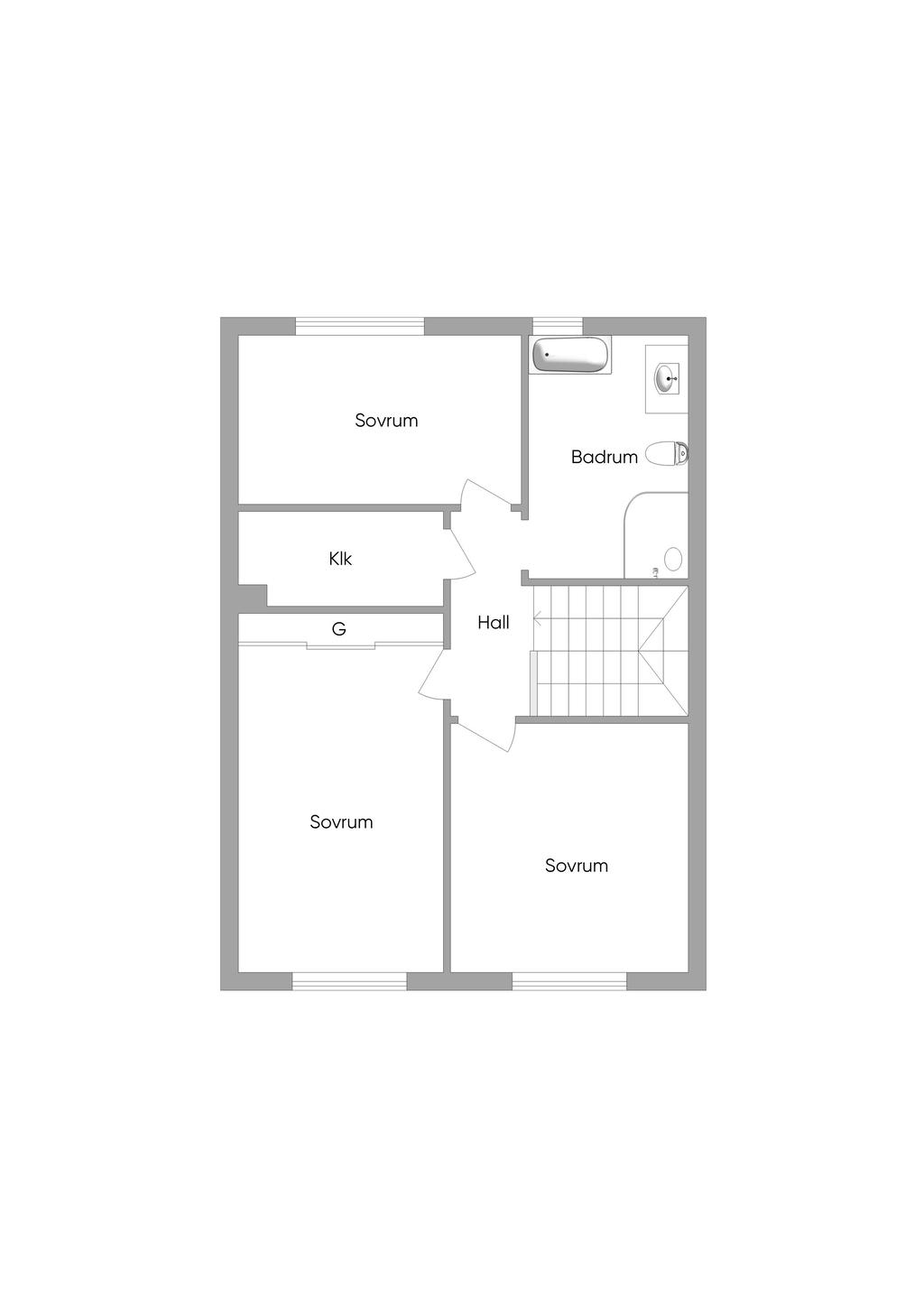 Planlösning övre plan.