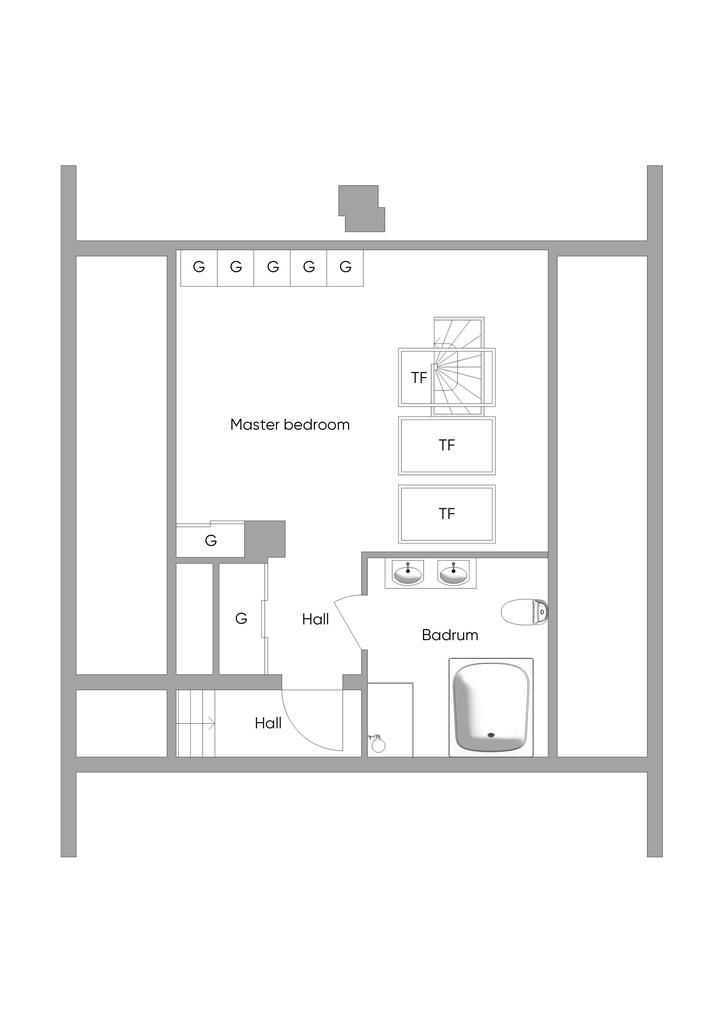 Alternativ planlösning (övre plan) enligt säljarnas plan