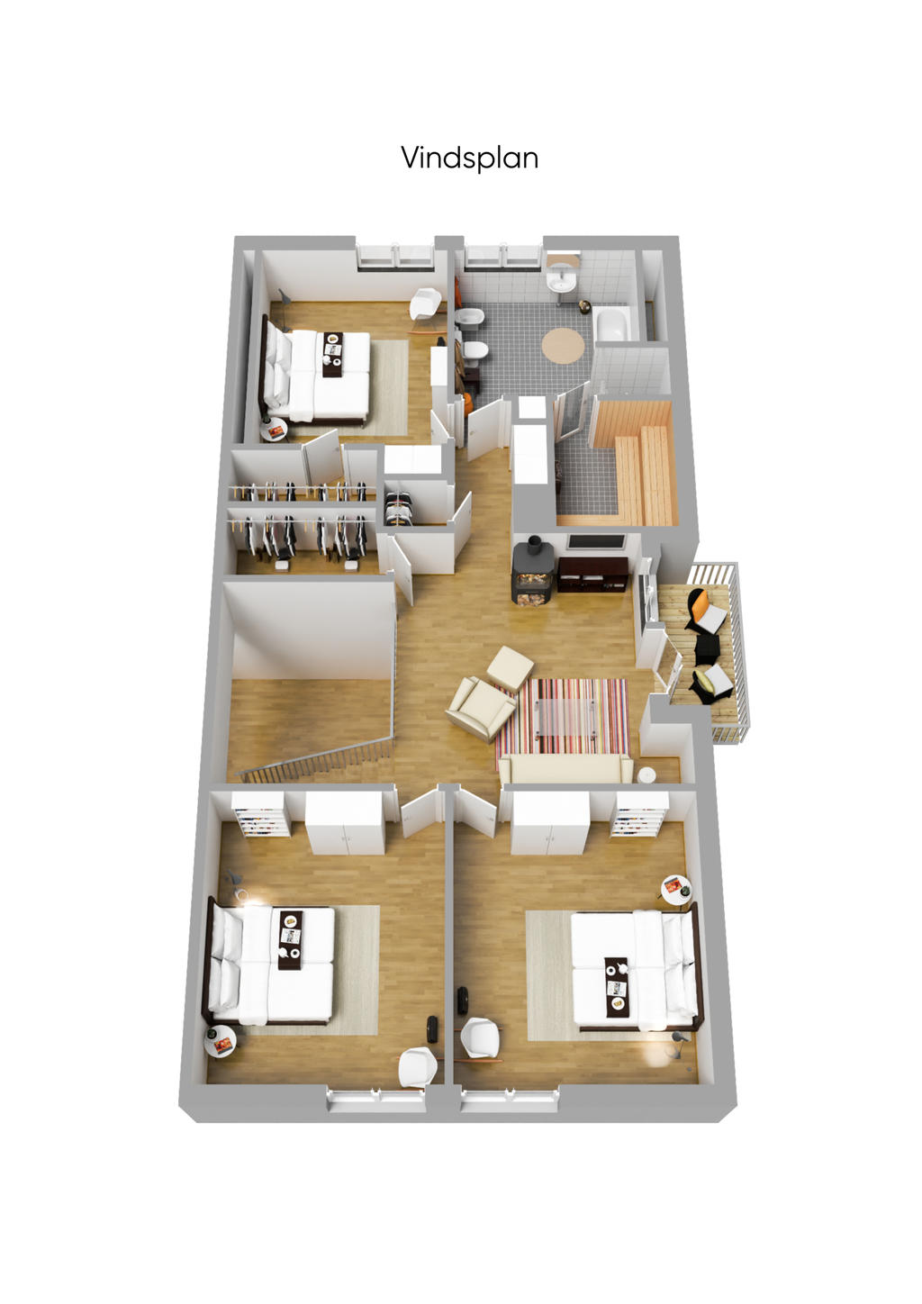 Planlösning övre plan 3D