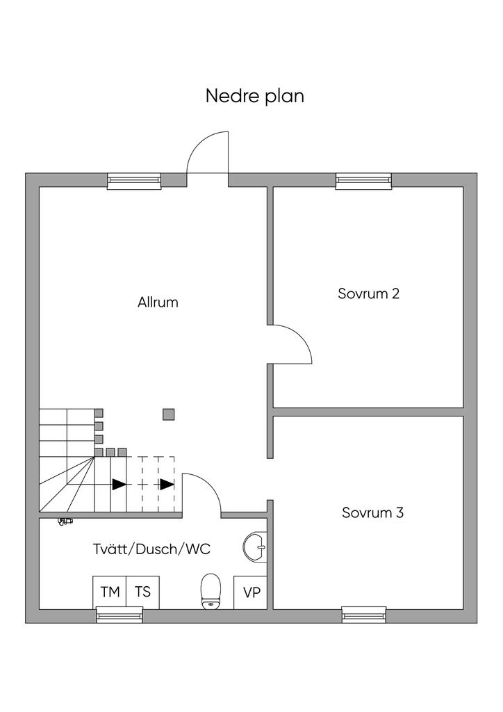 Planlösning nedre plan
